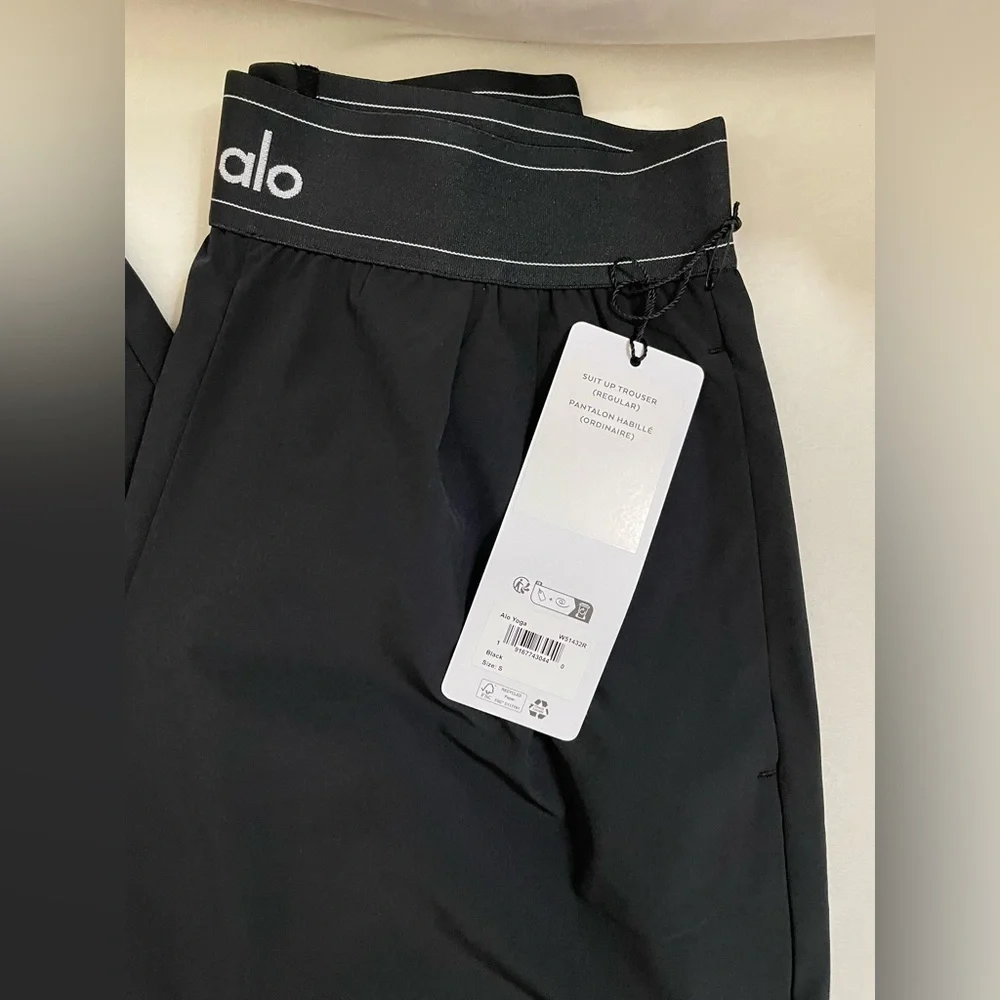Alo Yoga NWT Suit Up Trouser Regular Lightweight Straight Leg Black Size S